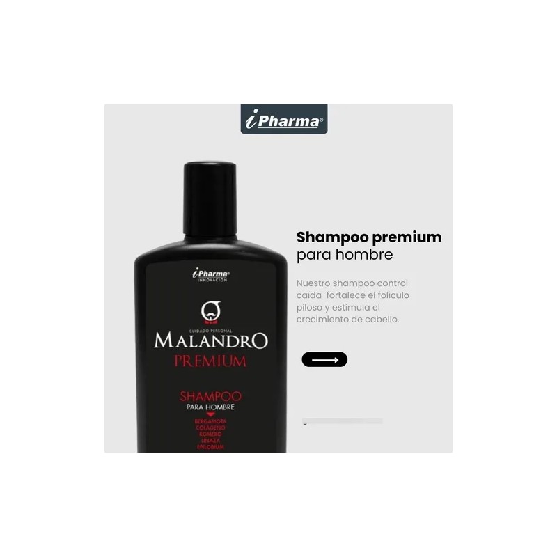 Malandro Shampoo Premium 450 Ml Bergamota, Romero.