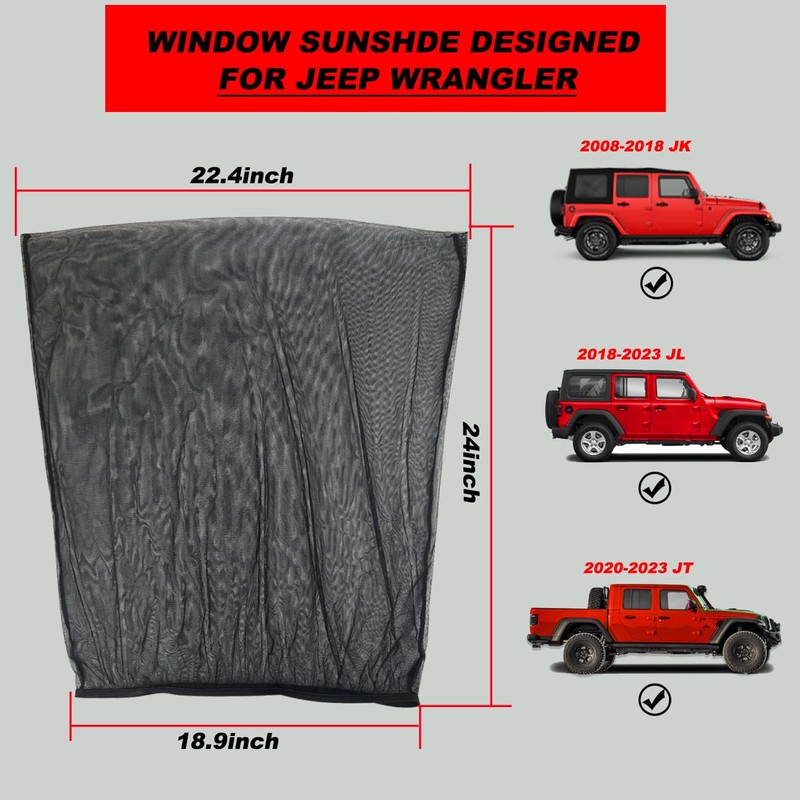 Window Shade for Jeep Wrangler,Window Screen Curtains for Jeep Wrangler