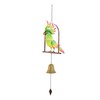 Deco 79 Metal Parrot Handmade Perched Windchime with Hanging Bell,