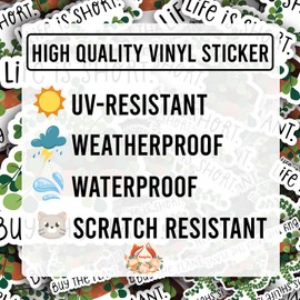 (5Pcs) Life is Short Buy The Plant Sticker Plant Lover Botanical Gardener Gift Decal Waterproof Vinyl Stickers Adult for Laptop Kindle Car Tumbler Water Bottle Mug Phone Notebook - Size 3”x2.8”