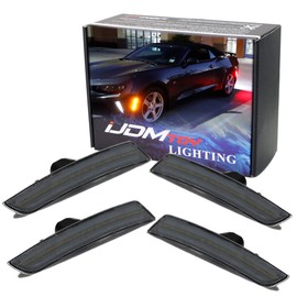 iJDMTOY Smoked Lens Amber/Red Full LED Side Marker Light Kit Compatible With 2016-up Chevy Camaro, Powered by Total 180-SMD LED, Replace OEM Sidemarker Lamps