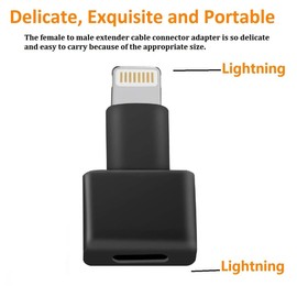 Lightning Extender Adapter,2 Pack [Apple MFI Certified ] iPhone Charger Extension Cable Female to Male Dock Extender for iPhone 14 13 12 11 X XS XR 8 7 6 Charging Audio Video Data Transfer Dongle
