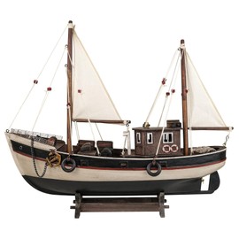 SAILINGSTORY Wooden Fishing Boat Model Ship Model Sailboat Decor