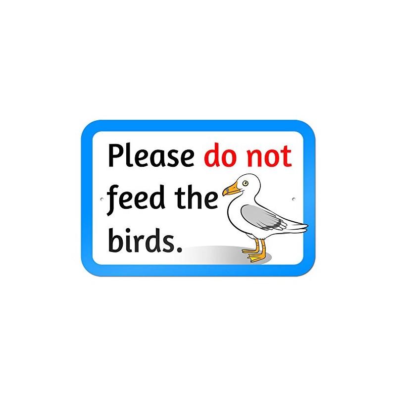 Don't Feed The Birds Seagulls 9" x 6" Metal Sign