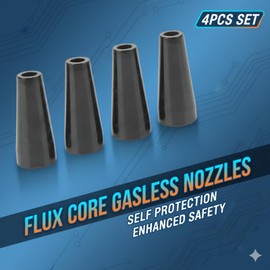4 Pack Flux Core Gasless Nozzle, Self-Protection MIG Welding Nozzles Tips for 100L Welders, High Heat Resistance & Lightweight Welder Gun Consumables (4PCS)