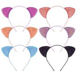 Haakong Cat Ear Headbands Sequin Headwear Hair Band Party Decoration Cosplay for Girls Women (Style 2, 6)