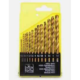 M00940 MOREZMORE 13pc Set HSS Drill Bits 1.5-6.5mm for Crafts Wood Plastic Metal