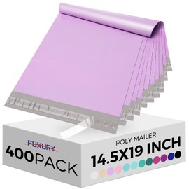 Fuxury Poly Mailers 14.5x19 Inch 400 Pcs Bulk Shipping Bags for Clothing Strong Adhesive Shipping Envelopes for Small Business Suppliers Waterproof Mailers Poly Bags Mailing Envelopes Light Purple