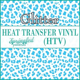 White & Light Blue Leopard Spots Pattern #3 Glitter HTV 12x18 Sheet Heat Transfer Vinyl Cheetah Print