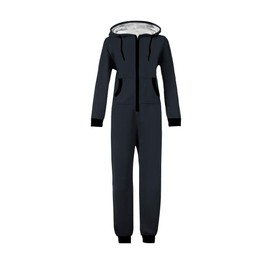 WOTOGOLD Men and Women Adult Pajamas Sportswear Hooded Unisex Jumpsuit Black Zipper Navy Blue XXL