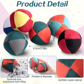 Liliful 24 Pcs 2.56 Inch Footbag Bulk Small Hacky Ball Multicolored Foot Sack Indoor Outdoor Toy for Kids Adults Teens Beginners Funny Gifts Juggling Playing Games Party Favors, 6 Styles