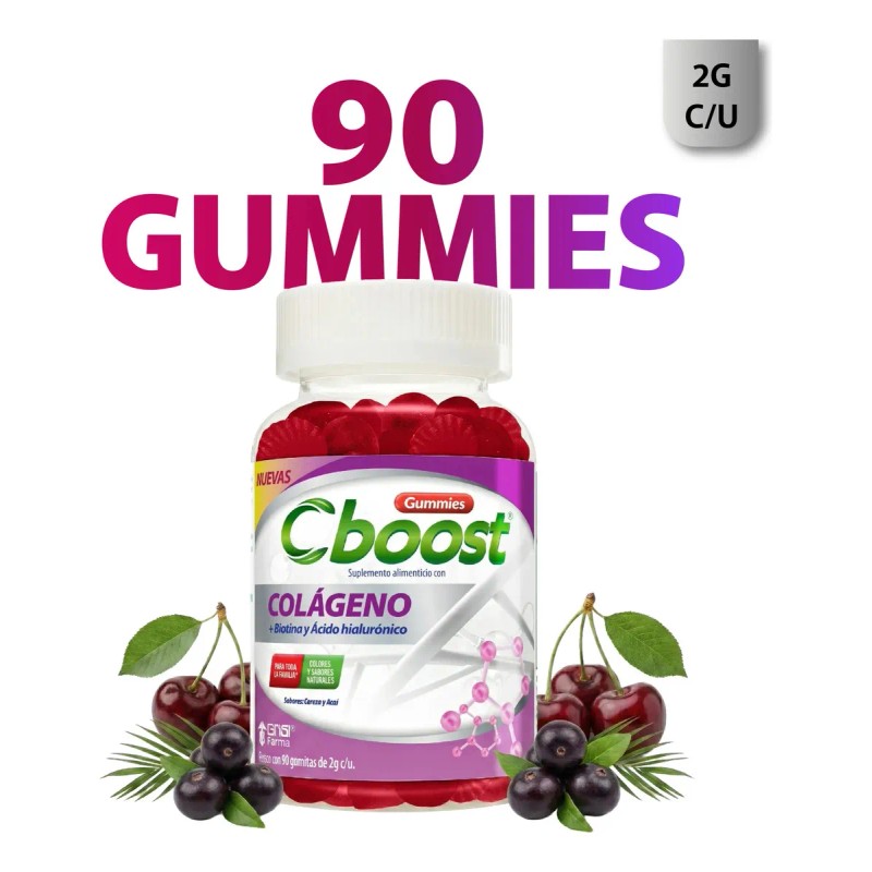 Gomitas Colágeno Boost Piel Uñas Cabello Biotina Ácido Hialurónico Sabor