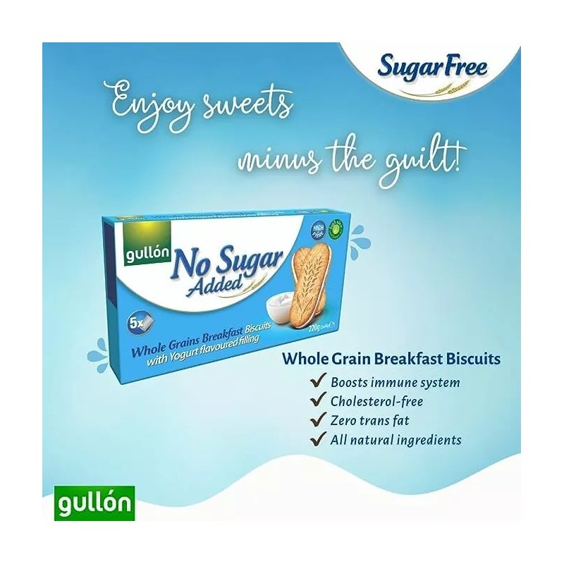 GULLON YOGURT WHOLE GRAIN BISCUITS SUGAR FREE NO CHOLESTEROL 2