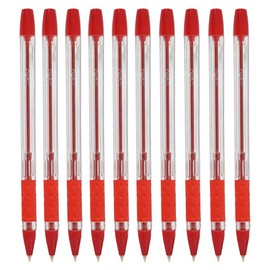 CELL Gripper Ballpoint Pens, RED, 0.5mm Fine Point, Pack of 10, Elasto Soft Grip, Smooth Writing, School Office Home Use, ZOFAX Black Ball Pen