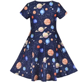 Girls Dress Astronomy Saturn Venus Solar System Short Sleeve Size 6