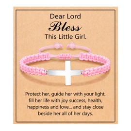 ORISPRE Baptism Gifts for Girl Cross Bracelet, Confirmation Communion Catholic Christening Christian Easter Gifts for Girls Goddaughter Godchild Teen Girl Gifts Trendy Stuff