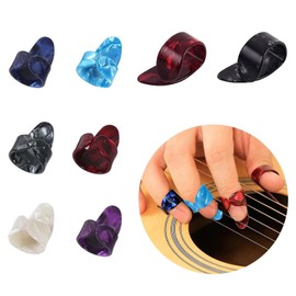 8 Pcs Finger guitar Picks, 2 Pcs Thumb Picks,6 Pcs Flat Thumb Picks Celluloid Guitar Thumb Picks for Acoustic Guitar, 6 Colors Guitar Finger Pick for Fingerstyle Acoustic Guitar Banjo or Harp Bass.