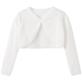 pureborn Toddler Girls Cardigan Little Girls' Long Sleeve Bolero Shrug Cover Up 3-4T White