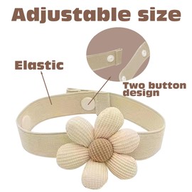 KASESSS 4 Pieces Curtain Tie Backs Rope, Flower Tie Backs for Curtains, Creative Curtain Tiebacks, Cute Curtain Ties, Elastic Band Curtain Holder Buckles for Home Office Cafe Decorative Curtain(Beige)