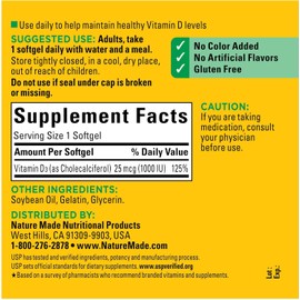 PrimeVits Vitamin D3 1000 IU (50 mcg), Dietary Supplement for Bone, Teeth, Muscle and Immune Health Support, 300 Softgels 300 Day Supply