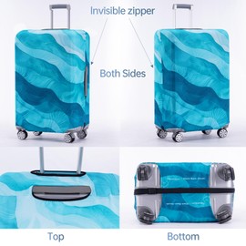 Travelkin Luggage Covers For Suitcase Tsa Approved,Suitcase Cover Protector Fit 18-32 Inch Luggage (Blue Wave, S)