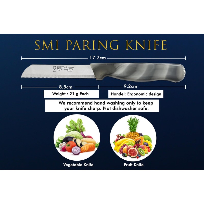 SMI - 6 Pcs Paring Knife Set Serrated Edge, Vegetable