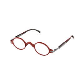 Hot Optix Unisex Retro Oval Plastic/ Metal Reading Glasses - red/gunmetal - 2.5