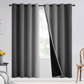 SimpleHome 100% Blackout Ombre Room Darkening Curtains for Living Room, Light Blocking Grey to Greyish White Thermal Insulated Grommet Window Drapes for Bedroom, 2 Panels, 52x72 inches Length