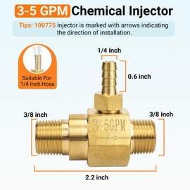 Dimakung 3-5 Gpm Chemical Injector 100775 for General Pump, 2.1 mm Downstream Injector Soap Injector for General Pump High Draw Pressure Washer