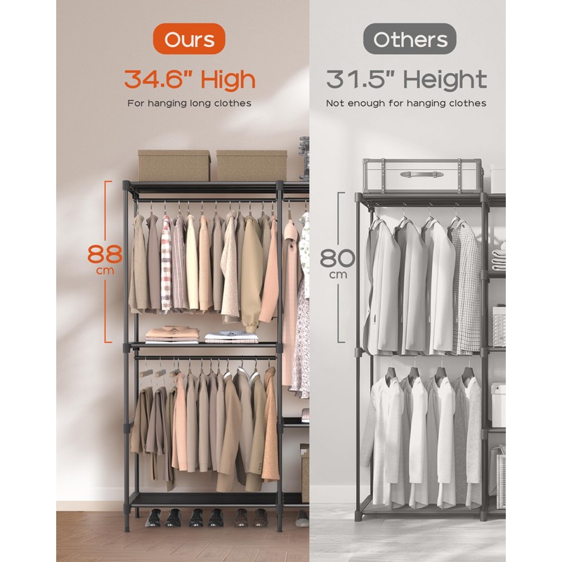 CASAMAYA Clothes Rack, Portable Closet, 80.7 Inch Extra Large Capacity