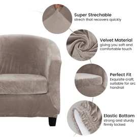 Mingfuxin Velvet Chair Covers for Tubs, Upgraded 2 in 1 Stretch Armchair Sofa Slipcover with Cushion Cover, Non-Slip Club Bucket Chairs, Sofa Couch Covers, Slipcovers
