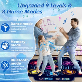 Kids Electronic Dance Pad with 6-Button & Wireless Bluetooth, Music Dance Game Mat with Built-in Music 9 Levels and 3 Modes, Birthday Gifts, Toys for Girls Ages 4-8, 8-12