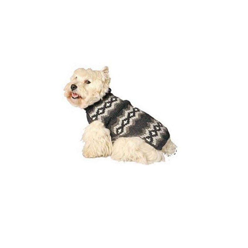 Chilly Dog Grey Diamonds Dog Sweater, Large