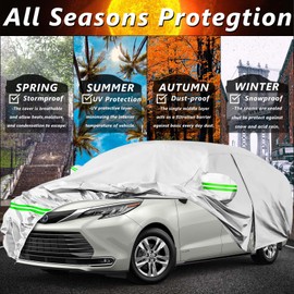 AROJAK Waterproof Car Cover Replace for 2003-2023 Toyota Sienna Minivan,190T All Weather Car Covers with Zipper Door,Windproof Bands for Sun UV Snow Rain Dust Hail Protection