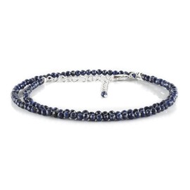Blue Sapphire Natural Gemstones Beaded Choker Necklace Faceted Beads 3mm, September Crystals Birthstone Jewelry 18 inches Adjustable Silver Plated Chain Women’s Jewelry Valentine Gift Ideas