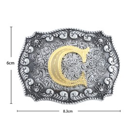 HUABOLA CALYN Belt Buckle Men, Western Cowboy Rodeo Small Alphabet Letter ABCDMRJ to Z Initial Belt Buckles for Women (C)