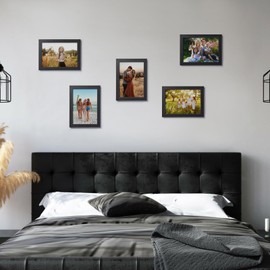Soluiresy 5x7 Picture Frame Set of 4, Photo Frame with High Definition Glass for Wall and Tabletop Display, Multi Picture Frames Collage Horizontal and Vertical, Black