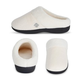 Isotoner Women's Classic Hoodback W Memory Foam Slipper, Ewe, 7.5-8