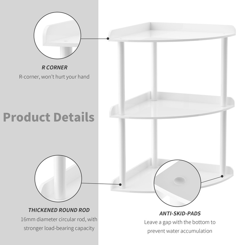 Sezanrpt 3 Tier Acrylic Corner Shelf Organizer Storage 9.5x9.5x15.7 Inch,