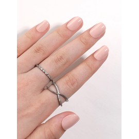 Hrnsnails Nude Press On Nails Short Square Press On Nails, Glue On Nails Short Fake Nails with Round Glossy Designs, Nails Press Ons Soft Gel False Nails Artificial Nails Stick On Nails for Women