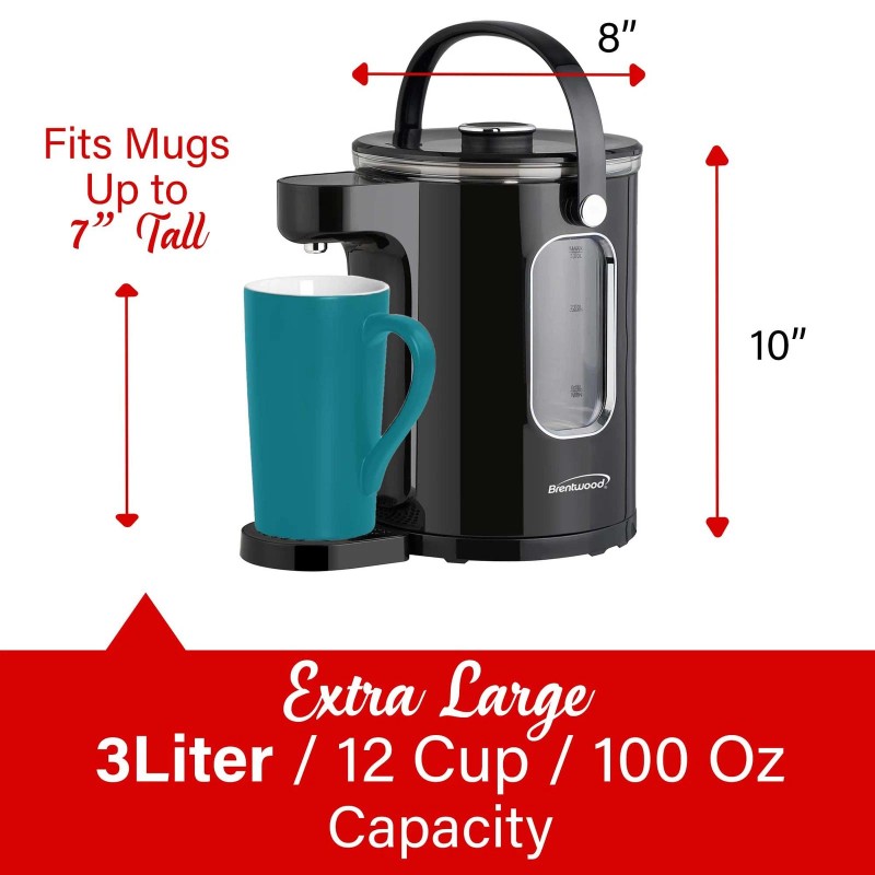 Brentwood KT-2230DBK 3-Liter 1100w Digital Glass Instant Hot Water Dispenser