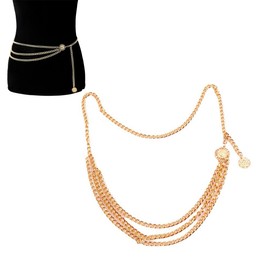 ZKSXOA Women's Fashion Metal Chain Belt Alloy Waist Belt Adjustable Waist Chain, 90 cm