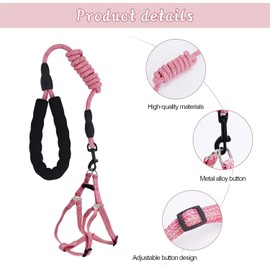 Mini Pig Harness, Adjustable Small Pig Harness with Leash Infinity Style Lead and Soft Foam Handle for Small to Medium Pet Pigs Walking Training Jogging (Pink, XL)