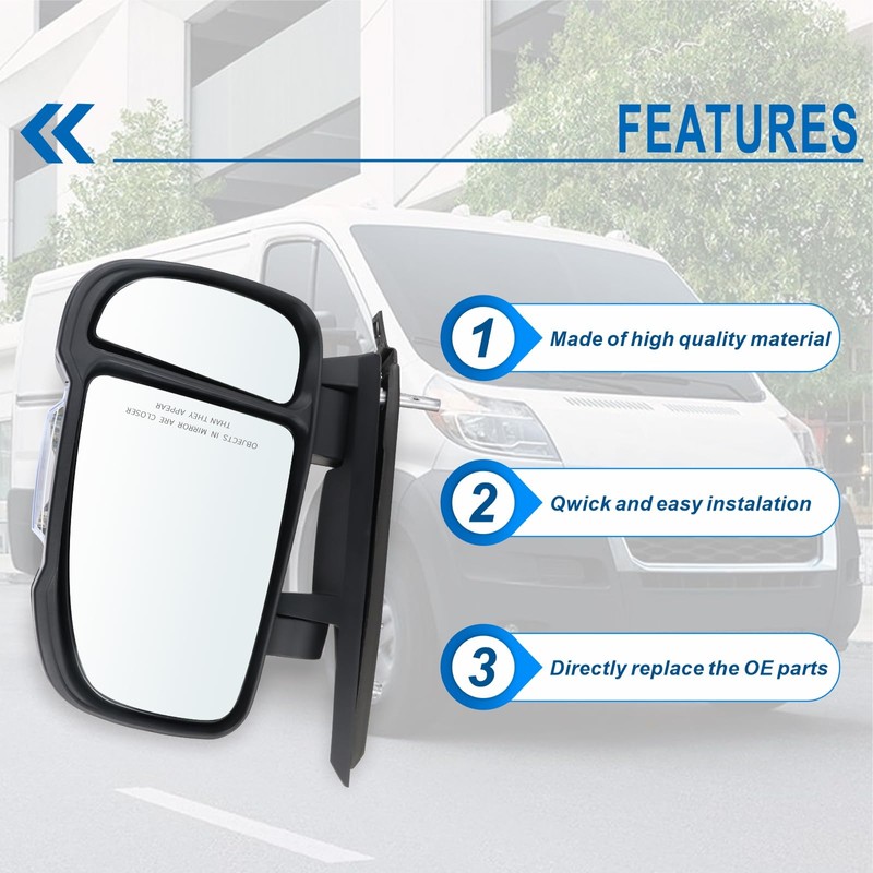 Lqito Right Passenger Side Mirror Compatible with 2014-2026 Ram Promaster