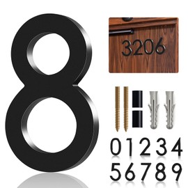 Modern Floating House Numbers - Large 5 Inch Black Numbers for Address with Nail Kit, 911 Visibility Signage (8)