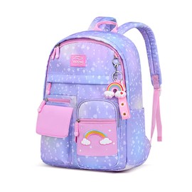 FANDARE Children's Backpack School Bags Girls School Backpack Kids School Bag for 1-9 Class Students Outdoor Travel Daypacks Nursery Bag Backpack Waterproof Nylon, Purple, Rucksack