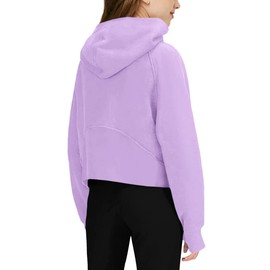 Girls' Hoodies Sweatshirts Half Zipper Pullover Crop Tops for Teen Girls Long Sleeve Sweater Thumb Hole Purple