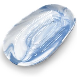 Soap Dish, Ceramic Soap Dish with Marble PatternShower, Soap Saver Tray for Bathroom, Kitchen Sink & Vanity, Multi-Use Holder for Jewelry, Rings, Keys (1 Pack, Blue-White)