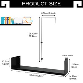 Lineshading Office Cubicle Shelf Storage Organizer Hanging File Organizer Cubicle Hanging Shelf Accessories Storage Bookshelf with Hooks for Home Desk (Black,36")