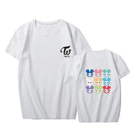 FUJUTANG Twice Unisex T-Shirt Twice Cartoon Shirt NaYeon Sana Mina Momo Tzuyu Dahyun Tee Shirt White